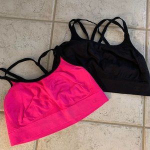 Champion sports bras, size M, pink & black, GUC